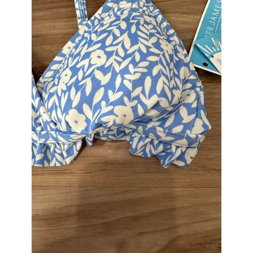 NWT Draper James Summer Picnic OTS Ruffle Triangle Bikini Top Size XS